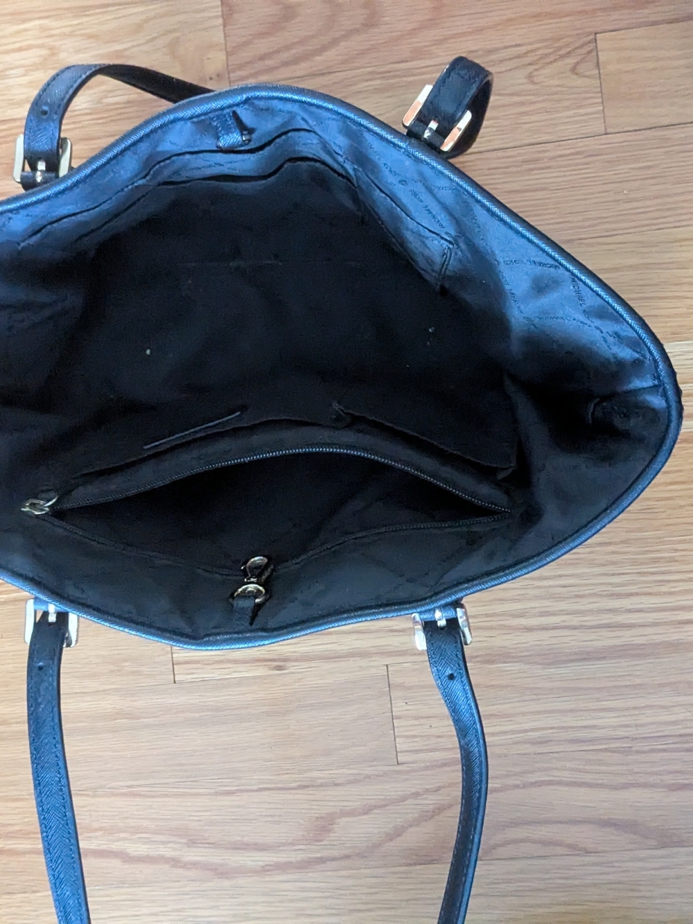 Michael Kors Black Leather Saffiano Tote with Gold Accent - Picture 4 of 4